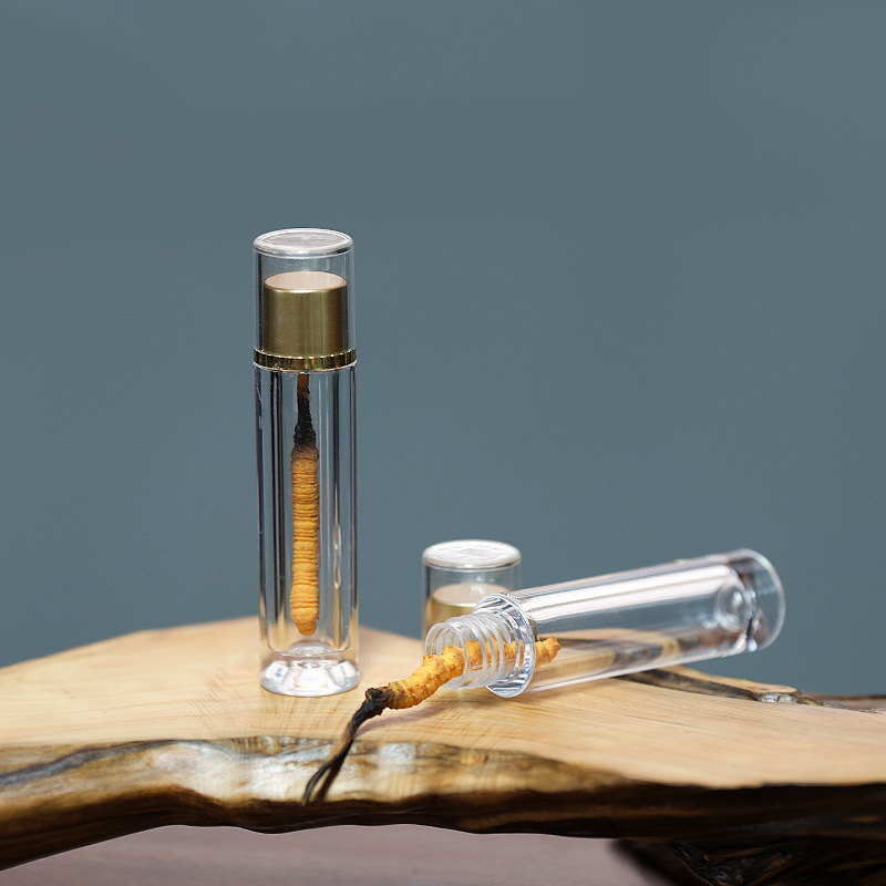 加厚透明单根虫草管3克冬虫夏草粉剂压片糖果亚克力瓶5根密封小瓶