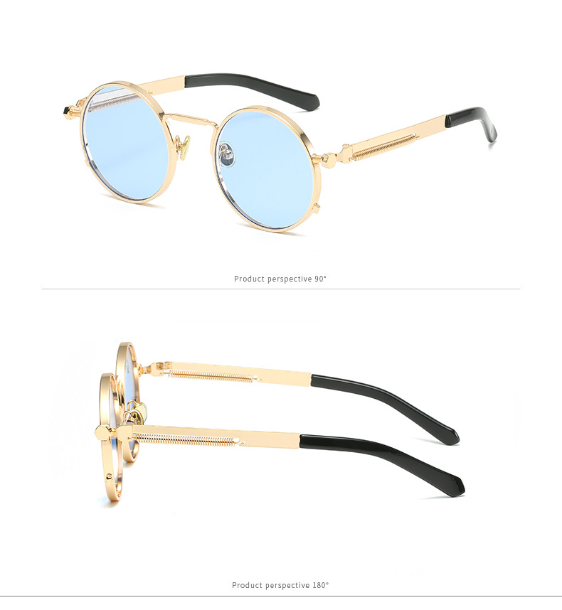 35g Weight Full Frame Glasses Structure Sunglasses Classification Ac, UV400 Protection Lens Material Round Frame Glasses Style Party, Street Occasion Solid Color Pattern All Seasons Season Men's Gender Punk, Streetwear Style Punk Streetwear Solid Color Ac UV400 Protection Round Frame Full Frame Women's Sunglasses 18