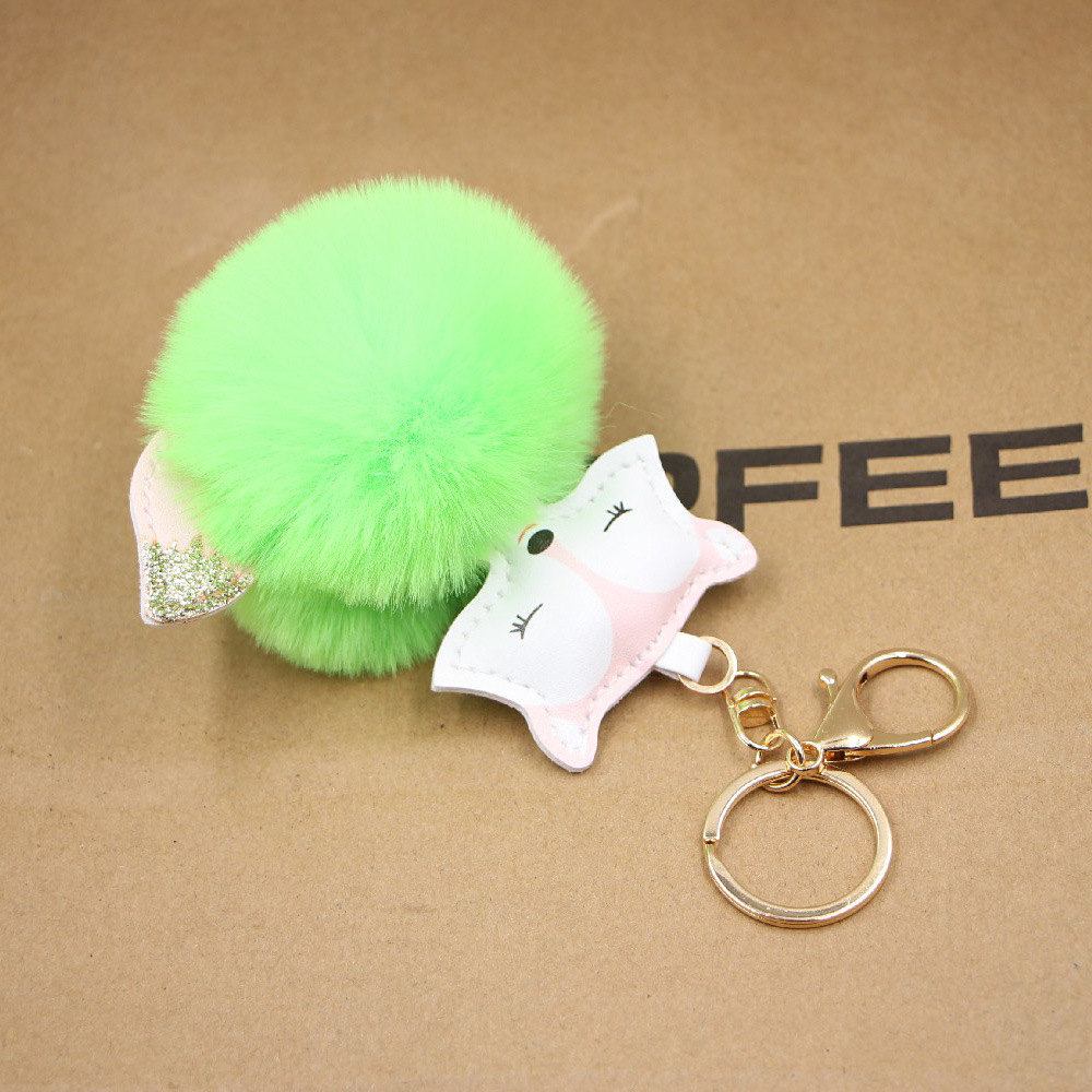 New Product Fox Pu Leather Plush Bag Keychain Fox Head Doll Toy Fur Ball School Bag Pendant Pendant display picture 9