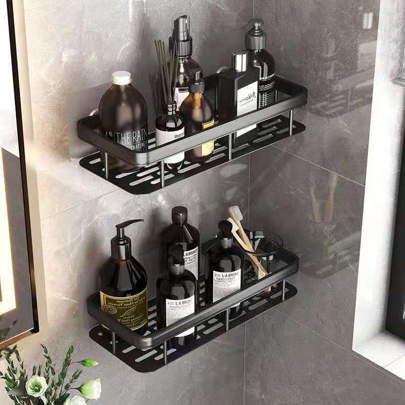 Space Aluminum Bath Towel Rack Storage Rack Bathroom Punch-Free Storage Rack Suction Cup Storage Rack Nail-Free Triangle Rectangular