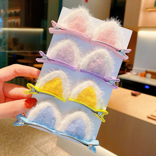 New cute internet celebrity cat ear hairpin bangs clip headdress broken hair edge clip plush hairpin autumn and winter hair accessories