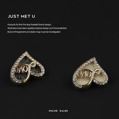 YOKO｜愛心鑽石裝飾扣小香名媛風金屬紐扣粗花呢外套大衣毛衣扣子