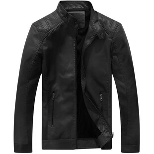 F 33859 Men's Color Block Leather Jacket ƴ��Ƥ��