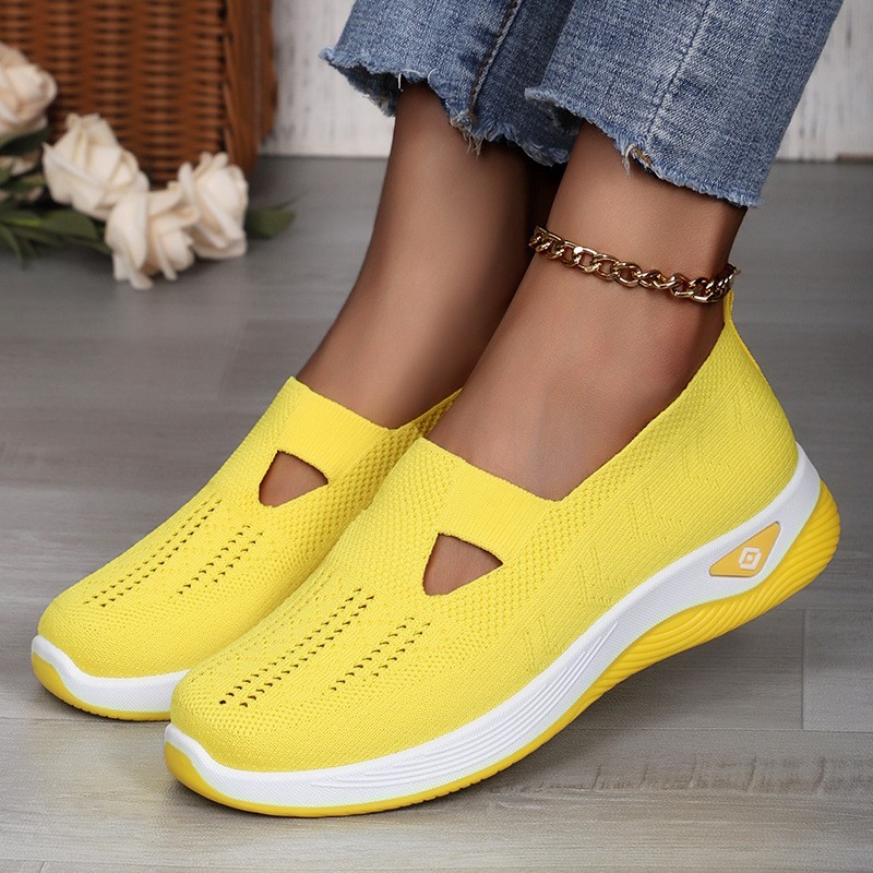 Zapatos de mujer verano transfronterizo temu zapatos de mujer al por mayor viejos zapatos de tela de Beijing tejido transpirable un pie zapatos de tela de goma