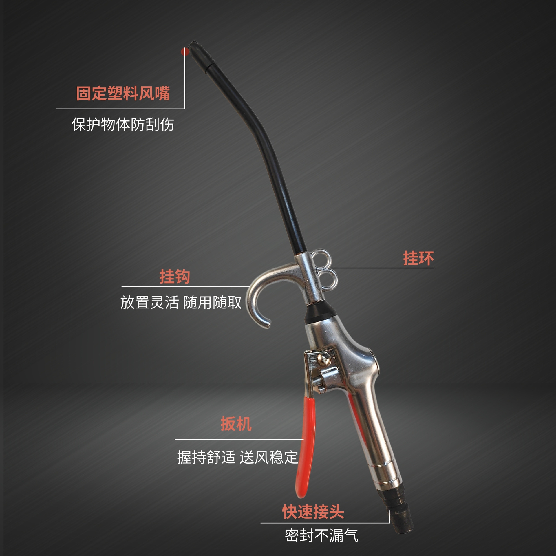 高压除尘枪加强吹尘枪锌合金加长吹尘枪气吹灰枪空压机清洗枪