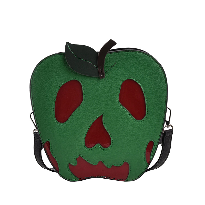 Borsa di Halloween transfrontaliera Borsa da donna con tracolla personalizzata con teschio e mela 2023 Nuova borsa a tracolla con colore a contrasto di commercio estero alla moda_voghion.com