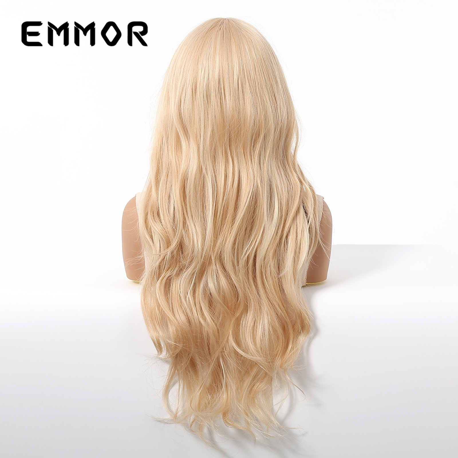 Amazon venta caliente transfronteriza frente encaje punto medio dorado gran ola pelo largo y rizado peluca de moda tipo de cabello completo