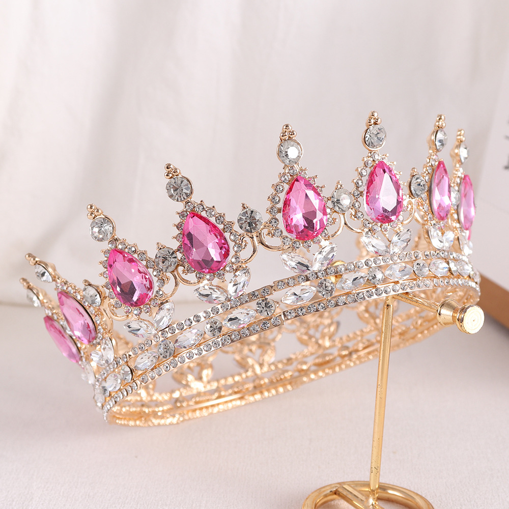 Inlay Design Elegant Women's Water Droplets Crown Alloy Inlay Zircon Crown