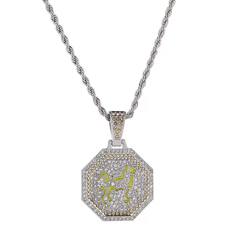 Fashion Animal Stainless Steel Alloy Polishing Inlay Rhinestones Pendant Necklace 1 Piece