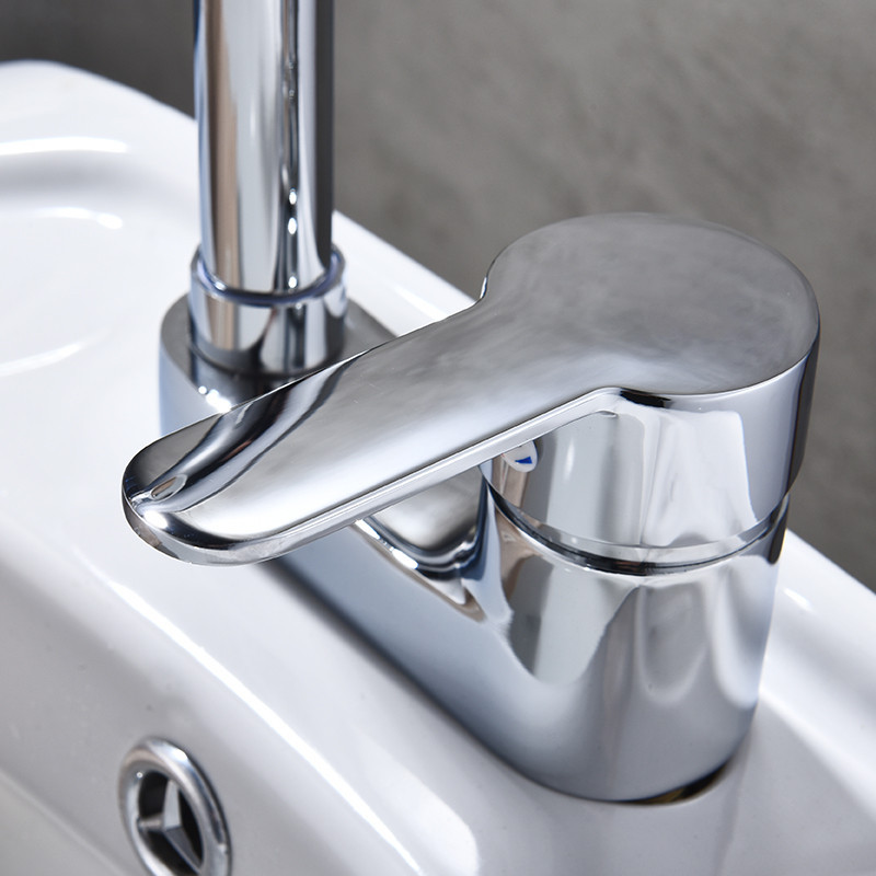 Dual-hole copper core cold and hot water faucet with three holes for bathroom and toilet, explosion-proof sink basin countertop faucet