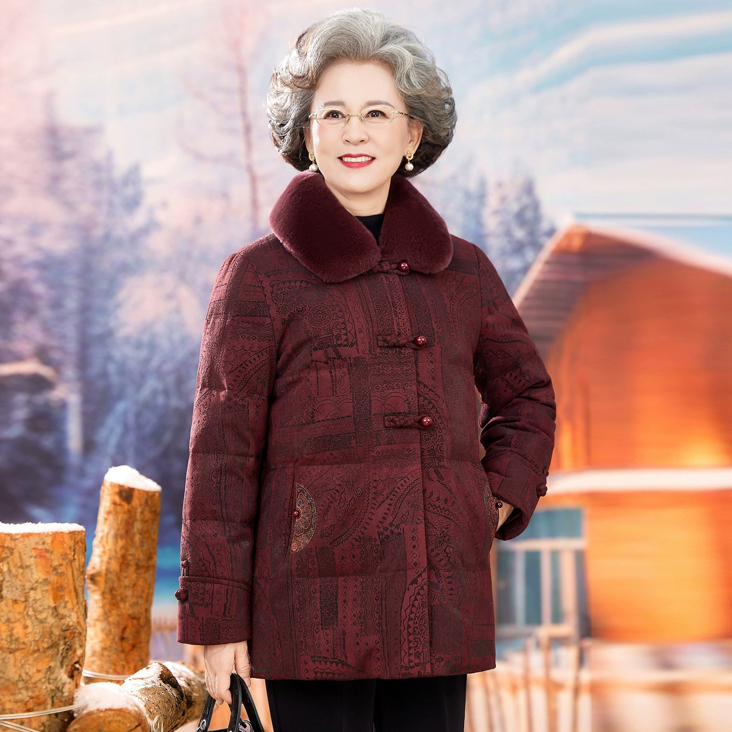 Плюшевая куртка-пуховик для мамы, для среднего возраста, 60 лет, повышенная толщина