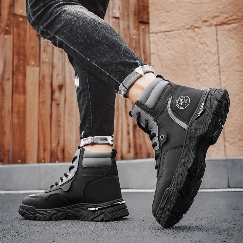 Botas Martin para hombres de verano transpirables negros zapatos casuales de protección laboral para hombres al aire libre alta 2024 nuevos zapatos de trabajo