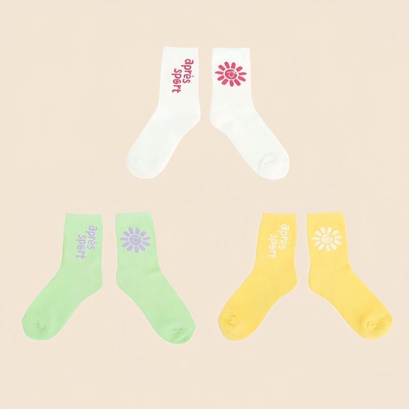 Golf Socks Women's 24 Summer New Casual Sports Socks Wrinkled Chrysanthemum Socks Golf Socks