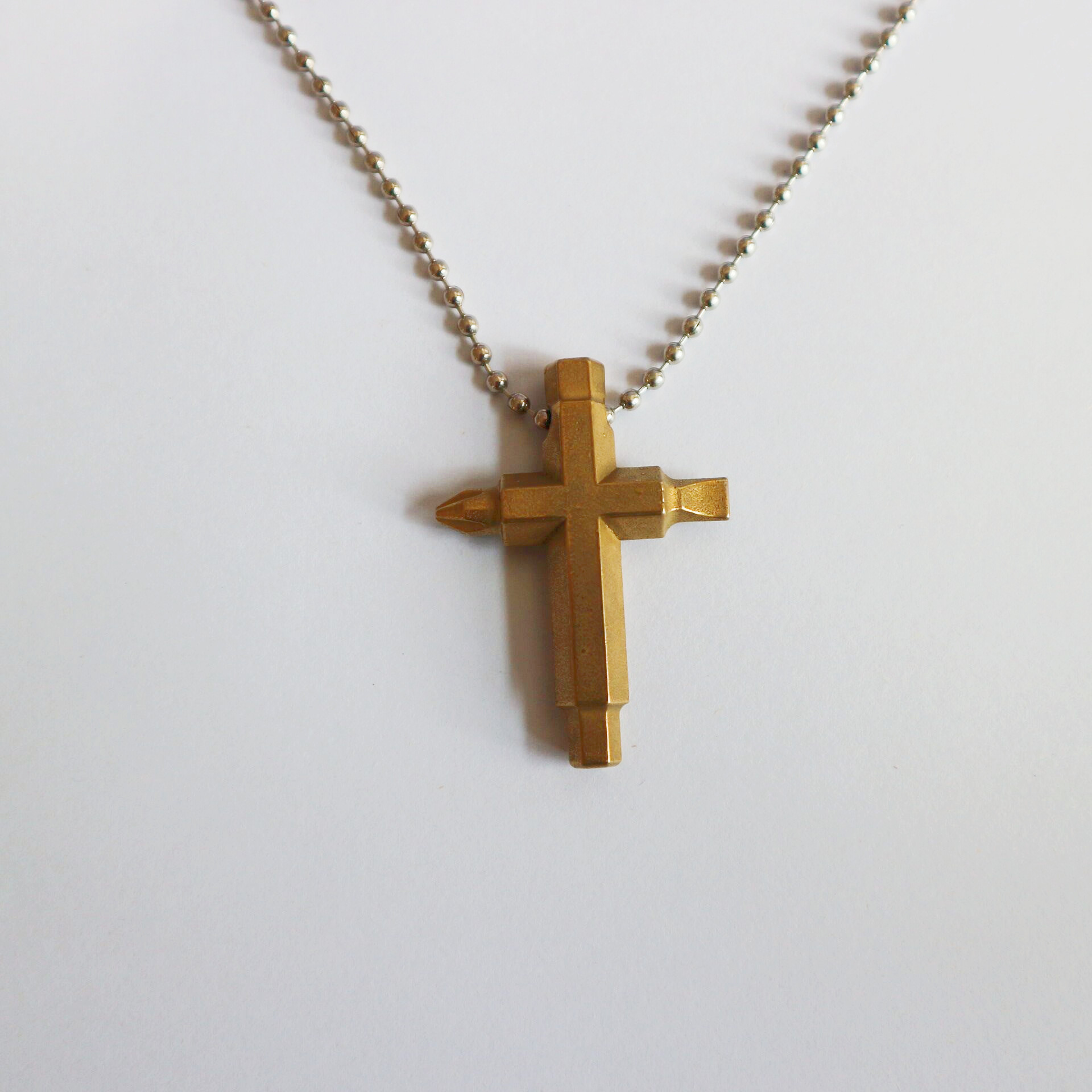 EDC不锈钢户外扳手工具六角M5M6一字十字螺丝刀挂扣十字架吊坠