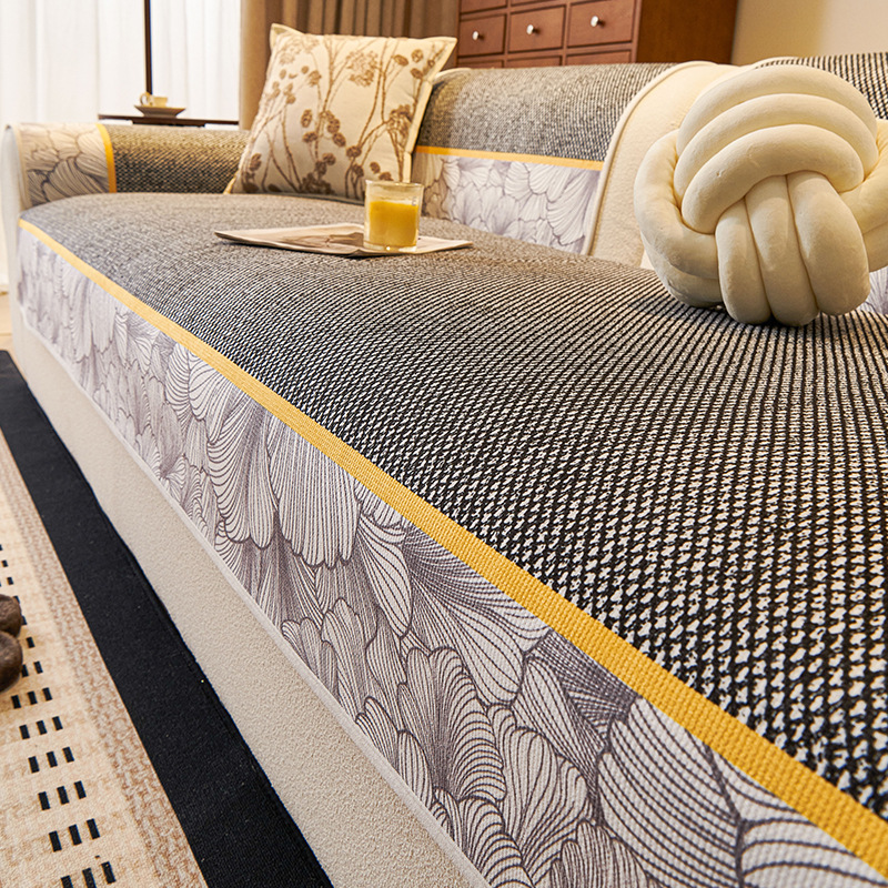 Nuevo cojín de sofá chino simple nuevo estilo chenilla cuatro estaciones universal fijo antideslizante cojín toalla cubierta de sofá de lujo ligero