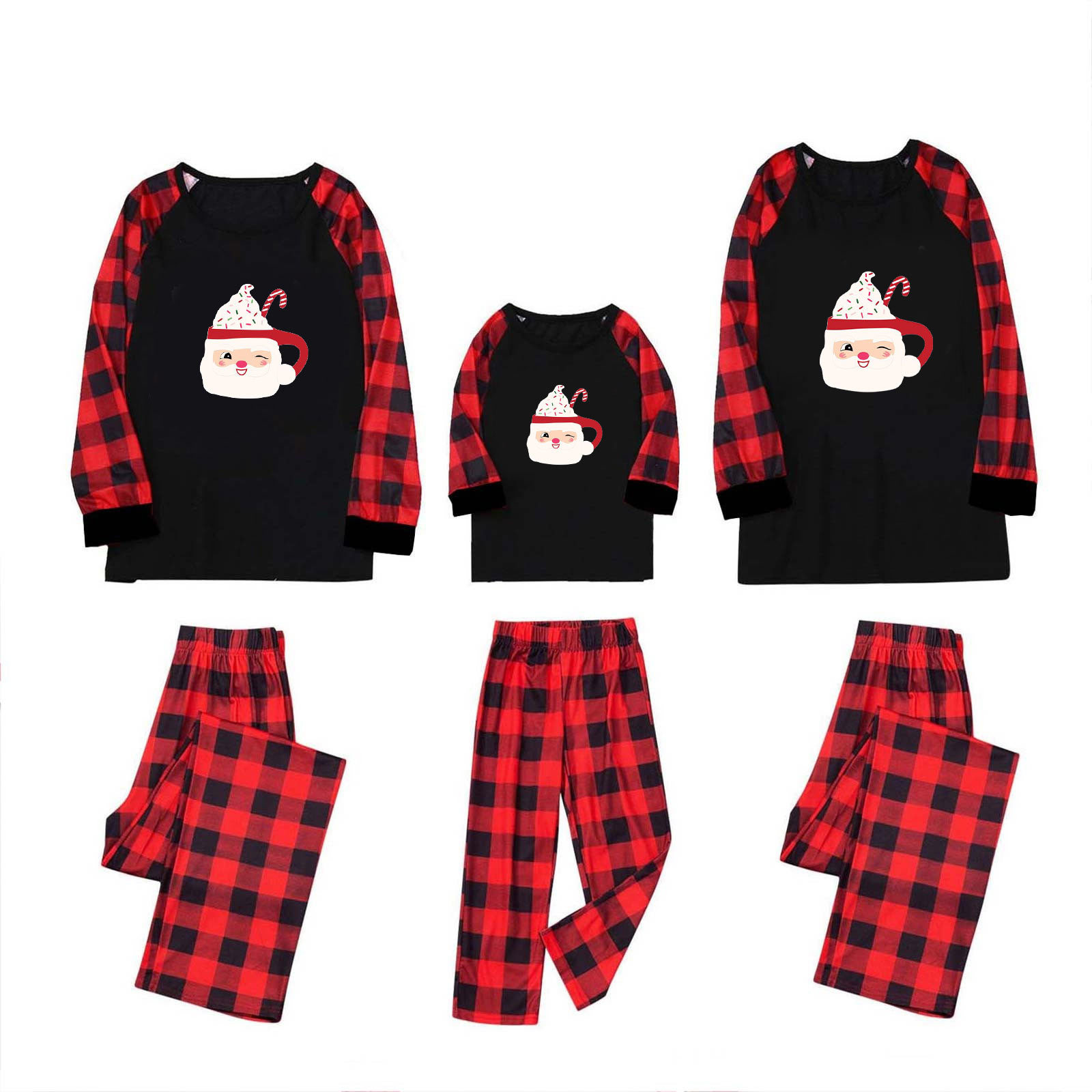 Amazon popular europeo y americano de Navidad de manga larga pijamas desgaste del hogar impreso traje Plaid pantalones padre-niño desgaste hogar
