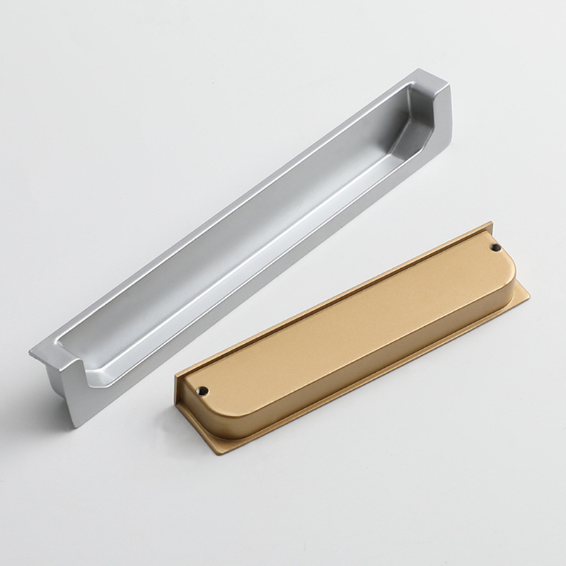 暗裝拉手黑色嵌入式金色銀色抽屜把手內嵌挖槽移門加長對裝拉手