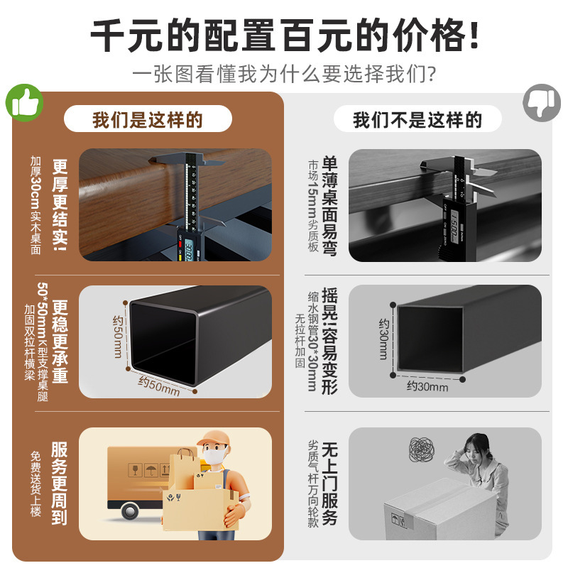 Escritorio para computadora de madera maciza Escritorio para uso doméstico Escritorio simple Dormitorio Escritorio para estudiantes Escritorio para juegos Escritorio largo Banco de trabajo