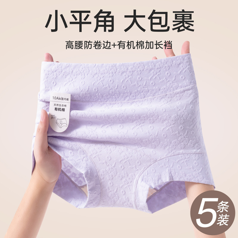 High-Waisted Pure Cotton Women's Small Boxer Briefs Two-In-One 10A Antibacterial Organic Cotton Extended Crotch Tummy Control Briefs