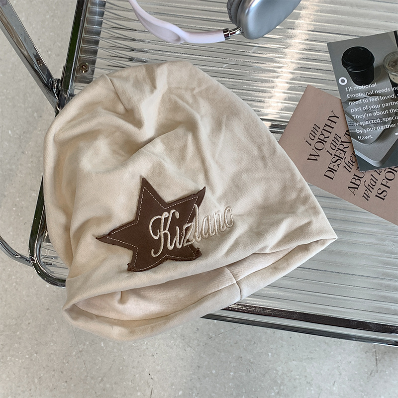 Retro americano pentágono pegado sombrero montado de tela mujer callejera casual cara pequeña gorra gorra fría gorra de luna