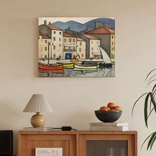 《普罗旺斯风景》北欧客厅风景装饰画法式复古床头挂画玄关墙壁画