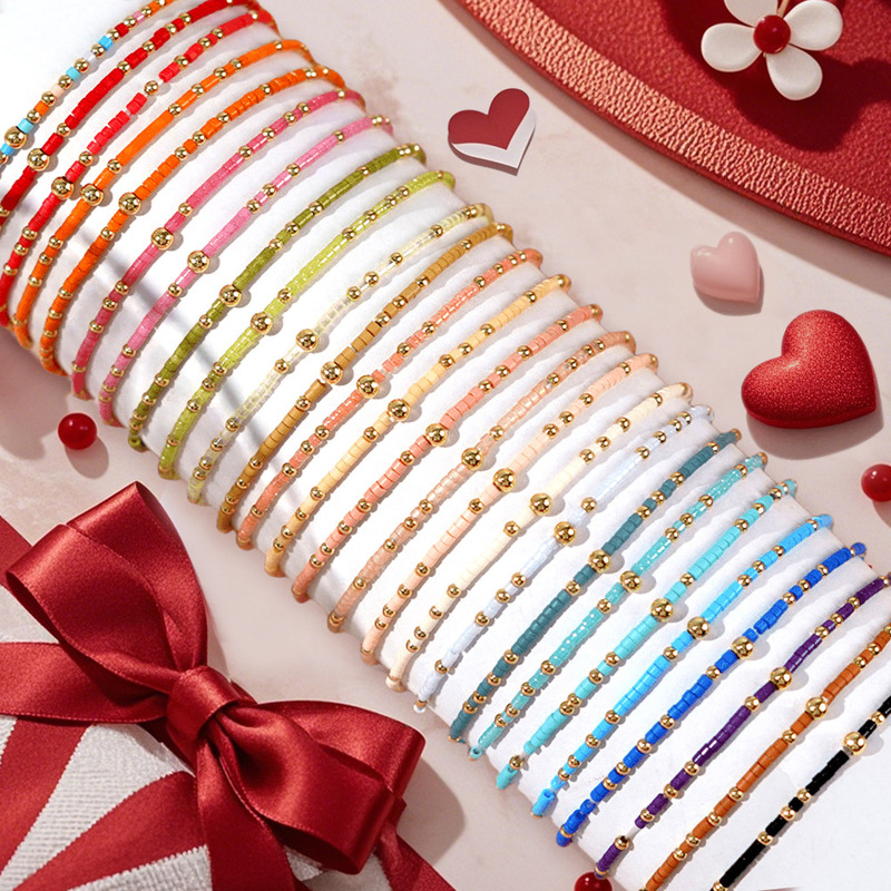 Amazon Color Flower Beads Beaded Friendship Couple Evil Eye Handmade Bracelet Bow Cross Bracelet