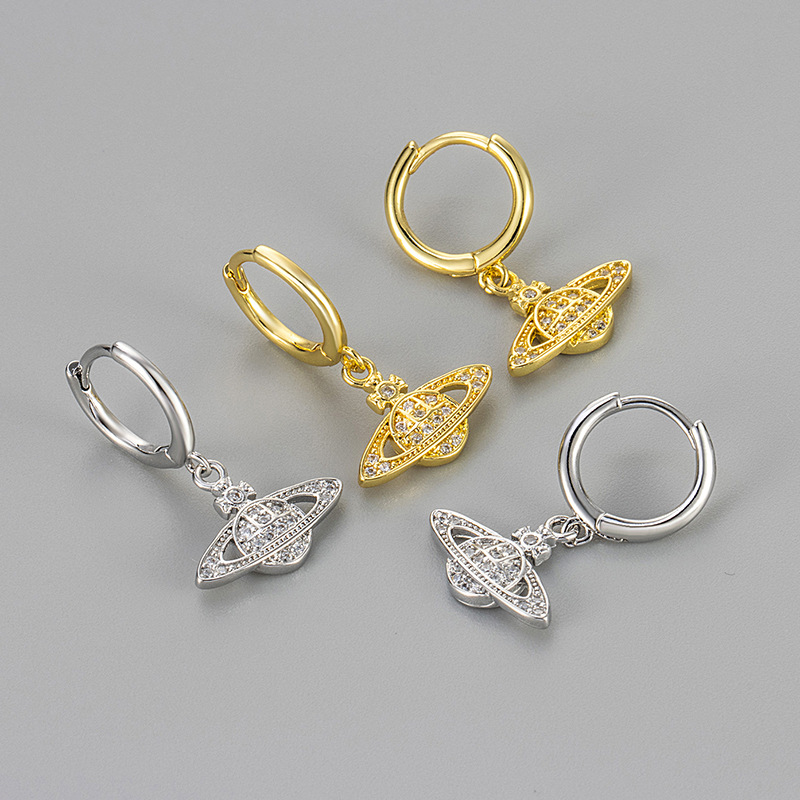 New Cross-border Europe and the United States Hot Selling Cute Saturn Planet Diamond Earrings Zircon Earrings Earrings Women's Earrings Accessories