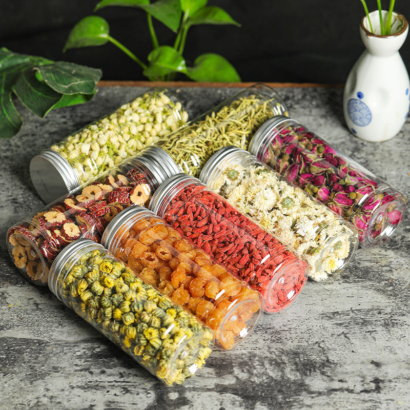 Canned Herbal Flower Tea Blend with Goji Rose Chrysanthemum and Dried Fruit 500g Jar Sugar Free Wellness Tea overview