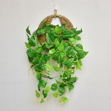 墙面装饰仿真花束玫瑰花藤客厅墙上壁挂式装饰花仿真绿萝假花套装