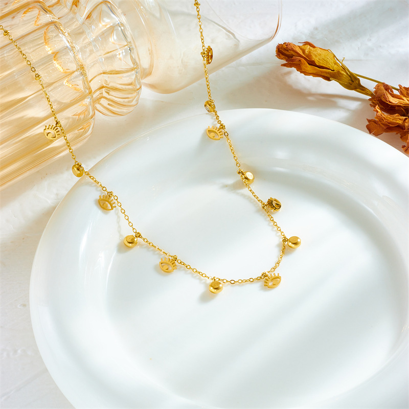 Multi Charms Necklace Classification Titanium Steel Chain Material Wholesale Jewelry Simple Style Classic Style Devil's Eye Titanium Steel Plating Multi Charms Necklace Cable Chain