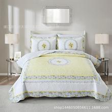 外贸原单出口欧式奢华手工拼布宫廷刺绣绗缝被空调被 床盖三件套