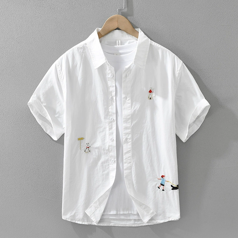 8162 Мужская рубашка с короткими рукавами в японском стиле, модная универсальная художественная повседневная свободная рубашка, оптовая продажа
