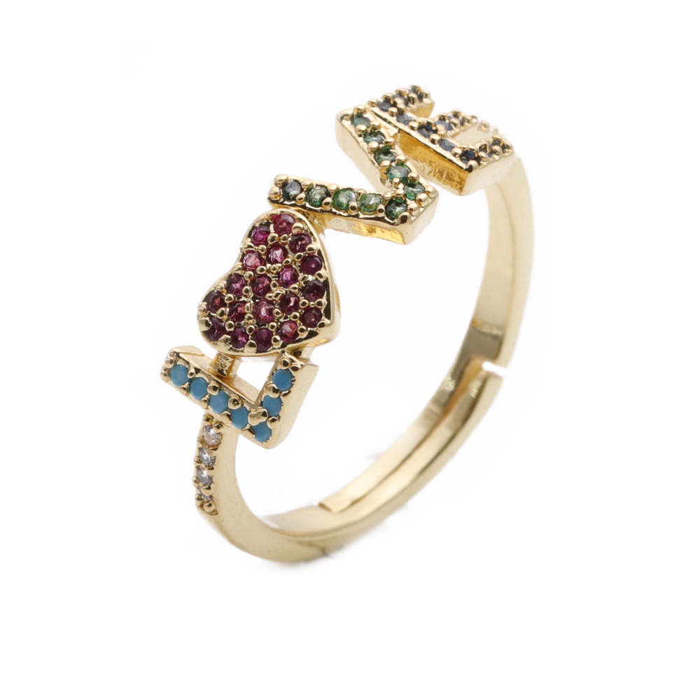 Fashion Letter Copper Micro-inlaid Zircon Ring display picture 3