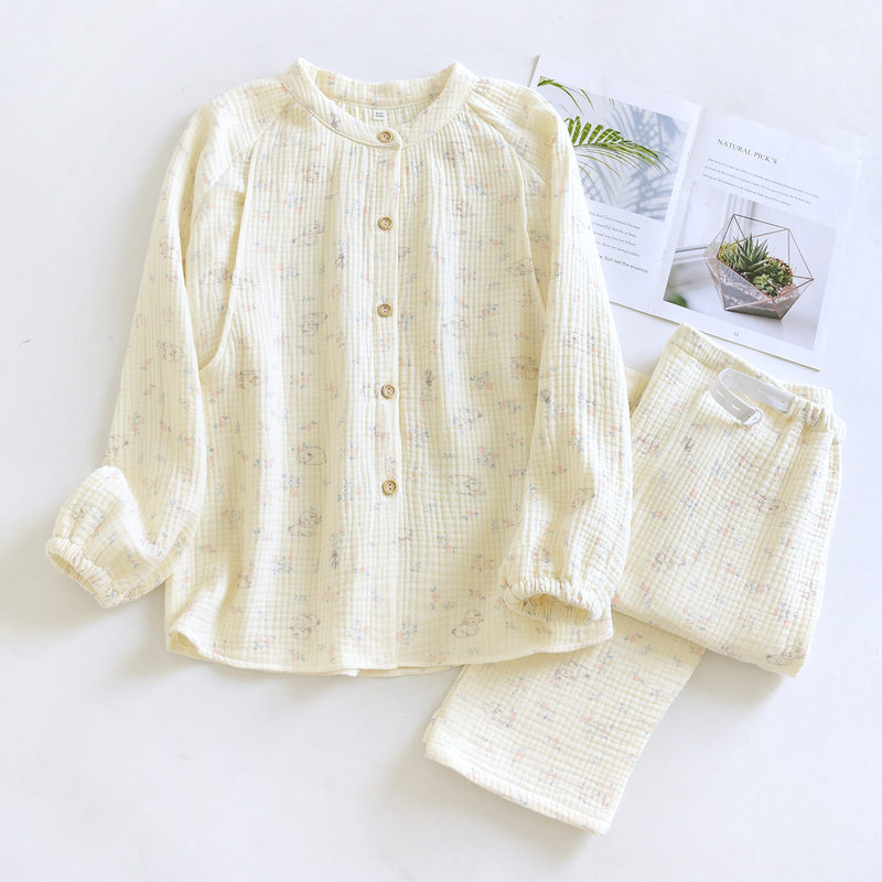 Pure cotton four-layer gauze maternity and nursing set for postpartum, suitable for spring, autumn, and winter, sweat-absorbent, all-cotton home wear Pure cotton four-layer gauze maternity and nursing set for postpartum, suitable for spring, autumn, and winter, sweat-absorbent, all-cotton home wear