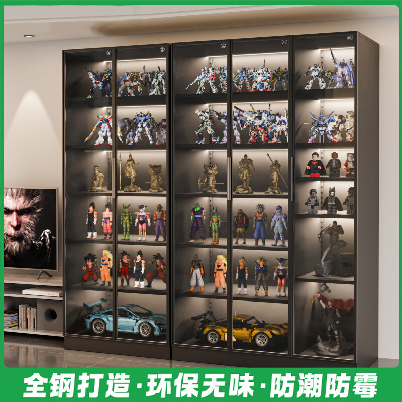 钢制手办展示柜家用模型玩具收纳柜玻璃陈列柜客厅酒柜学生书柜|undefined