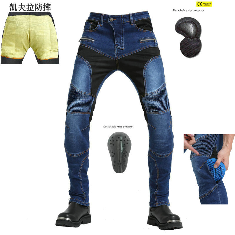 VOLERO verano motocicleta montar jeans hombres motocicleta montar Kevlar anti-caída pantalones actualización equipo de protección