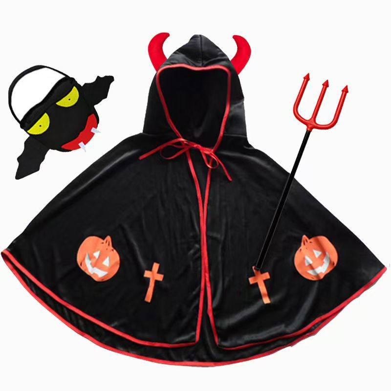 ハロウィン悪魔ホーンマントコスプレ衣装小道具ホリデーパーティーパフォーマンス子供のパフォーマンス衣装マント|undefined