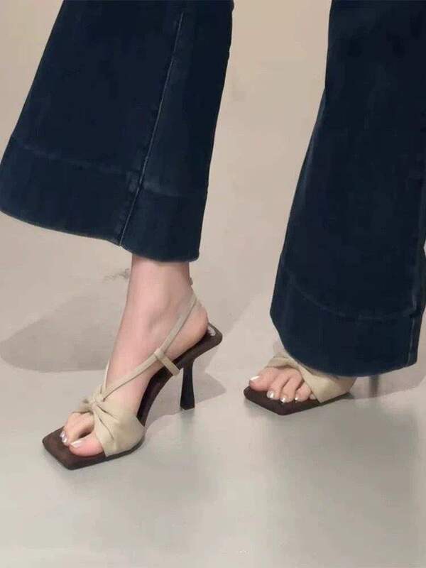 New Thin-Strap High-Heeled Shoes for Women, Stylish and Comfortable, Perfect for Summer 2025, Leopard Print Thin-Heeled Sandals That Go Well with Dresses