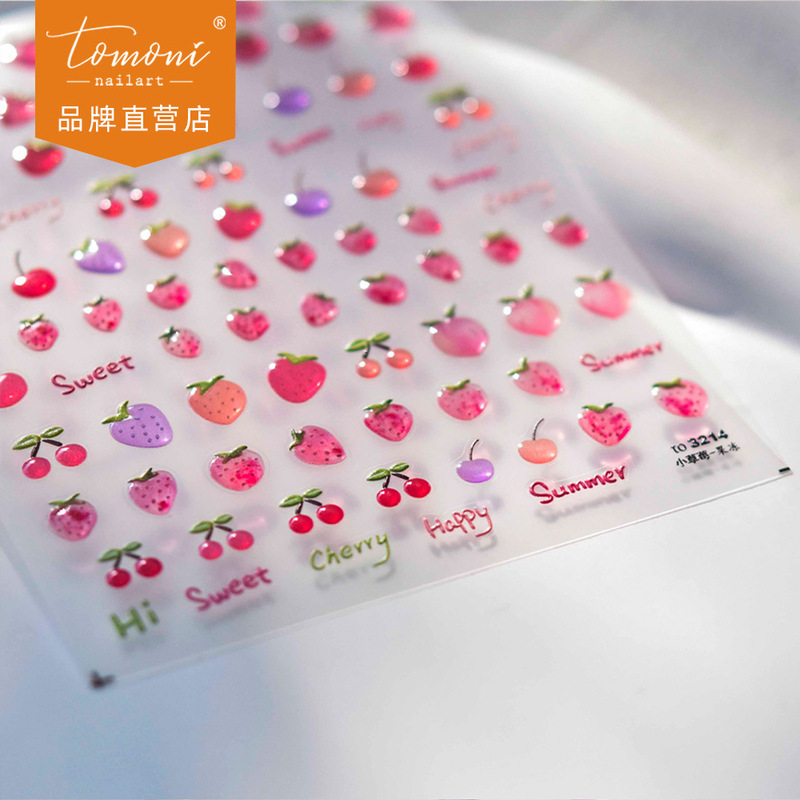 tomoni jelly nail stickers popular cute nail stickers factory wholesale Japanese love strawberry 3216