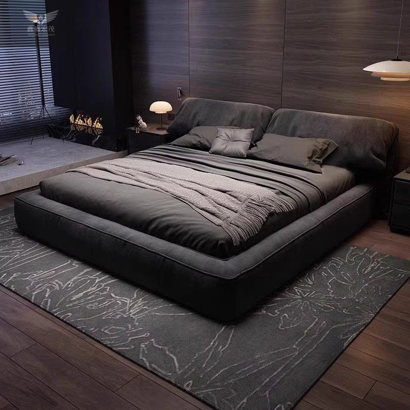 Nórdico estilo ins cama de tela de orejas de elefante de lujo ligero estilo crema dormitorio principal simple y moderno cama doble roja suave