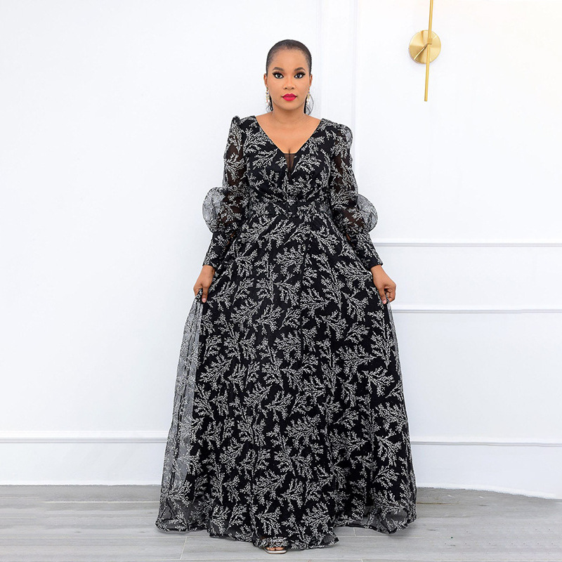 2024 Africa New plus size Women's Printed V-Neck Elegant Commuting Loose High Waist Dress dress Belt 2024 Africa New plus size Women's Printed V-Neck Elegant Commuting Loose High Waist Dress dress Belt