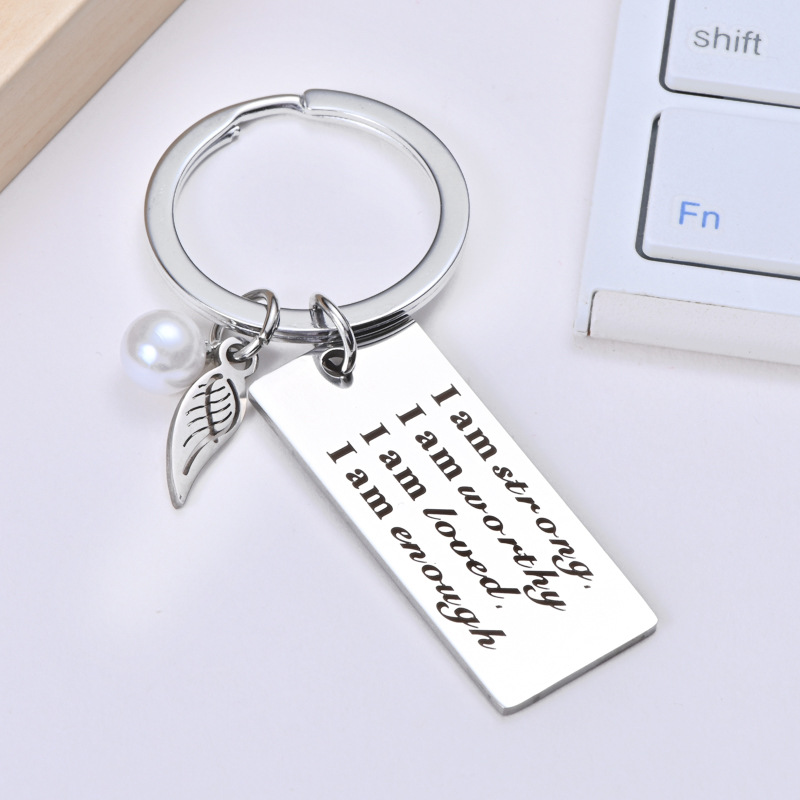 Daily Occasion Titanium Steel Material Fashion Letter Titanium Steel Plating Artificial Pearls Unisex Memorial Keychains