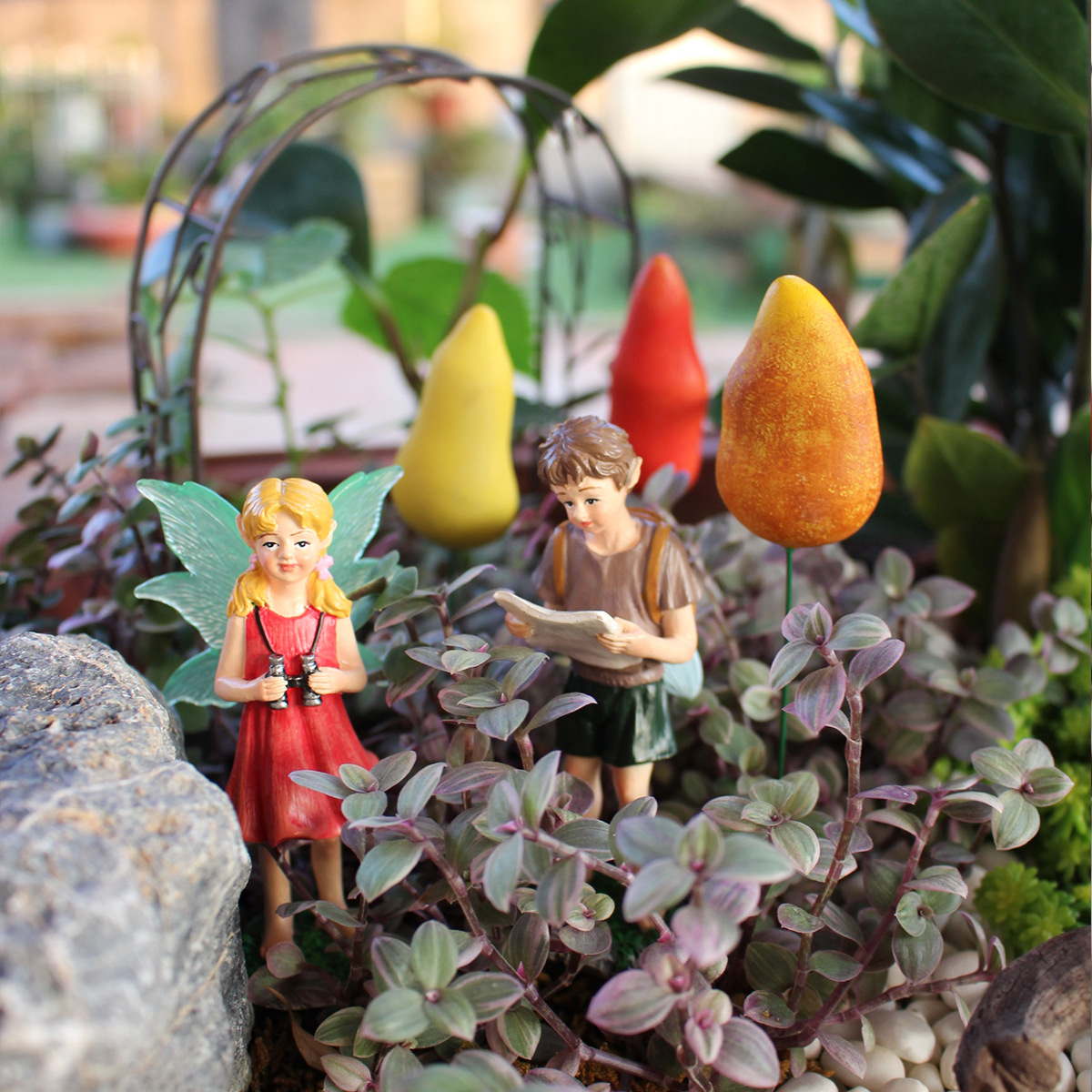Outdoor Garden Simulation Adventure Backpack Flower Fairy Plug-in Farm Lawn Decoration Luminous Flower Fairy Ornaments for Men and Women