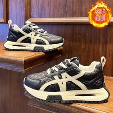 by秋冬季流行风格潮牌男鞋时尚皮面男士厚底潮流学生情侣休闲鞋