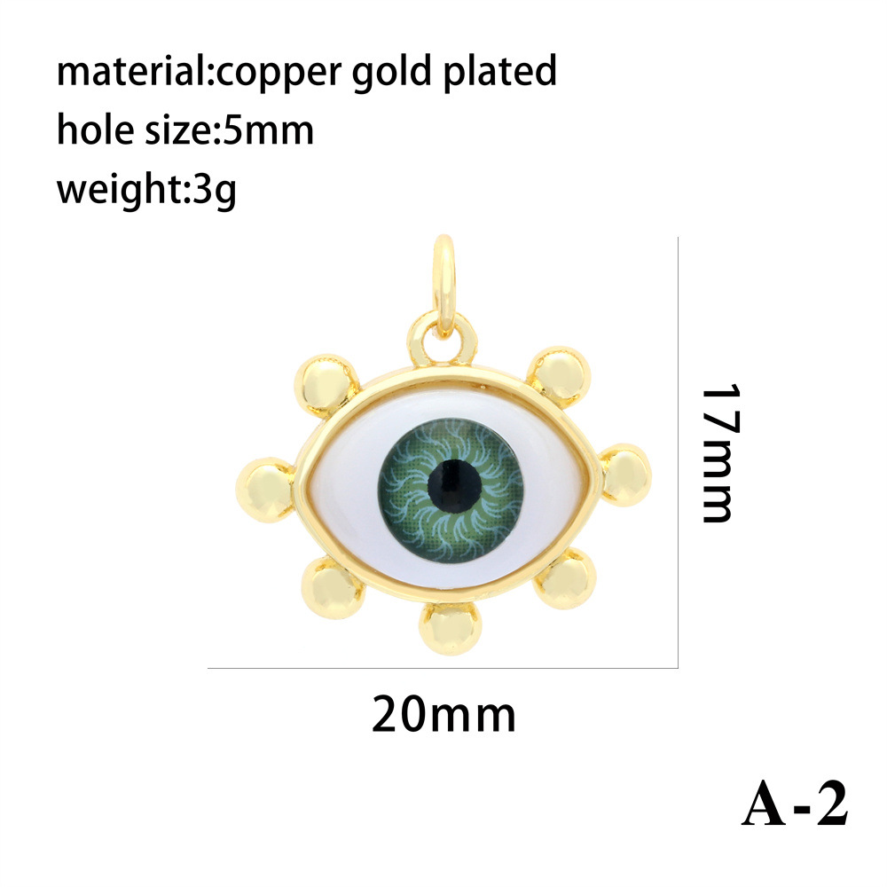7g Weight Resin Inlay Material Charms, Jewelry Accessories Classification 1 Piece Quantity Copper Material Eye Pattern Plating, Inlay Design Streetwear Style 1 Piece Copper Resin Eye 3