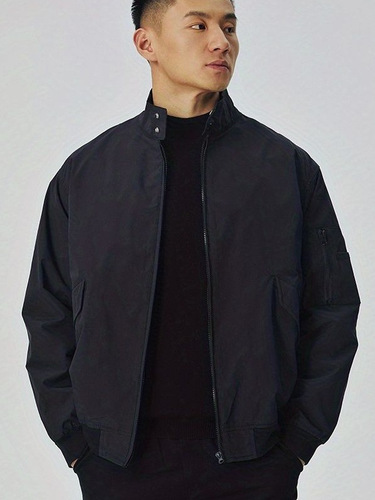 American Retro MA1 Pilot Jacket Men Loose Stand Collar Casual Trend Brand Work Outerwear Spring Autumn Black