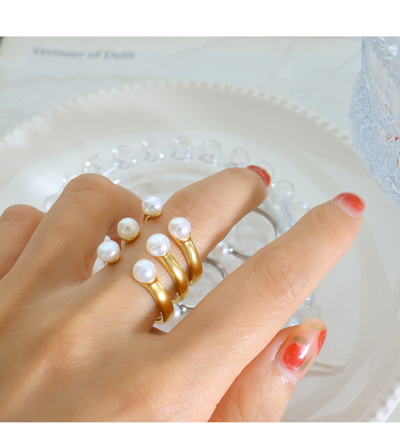 Womenu0027S Simple Style Geometric Stainless Steel Rings Plating Artificial Pearls Stainless Steel R