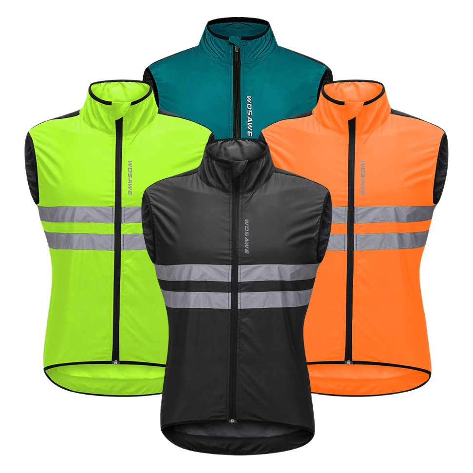 Wosawe Bicycle Cycling Vest Breathable Sleeveless Top Cycling Windbreaker Windproof Vest Clothing Reflective Jacket