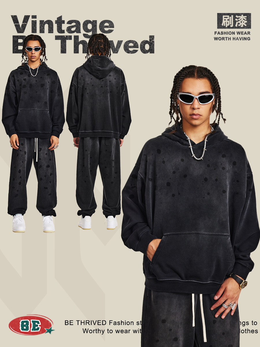 BE Ropa para hombre 2025 Otoño Craft rrr123 Sudadera con capucha Talla europea holgada Estilo retro para hombre de calle transfronteriza.