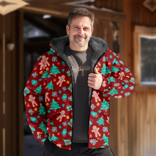 New 2025 Winter Punk Men's Cotton Jacket Digital Printed Cardigan Fashion Urban Hooded Cotton Jacket